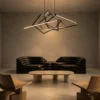 Ailish black geometric LED chandelier in a contemporary living room