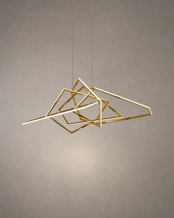 Ailish gold geometric LED chandelier with sculptural intersecting linear design