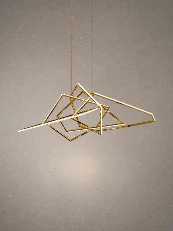 Ailish gold geometric LED chandelier with sculptural intersecting linear design