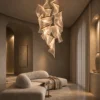 Auretta rose gold sculptural LED chandelier in a contemporary interior