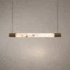 Bahari Bronze Gold linear chandelier with decorative illuminated center