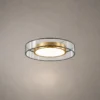 Cara copper LED ceiling lamp with circular metal and glass design