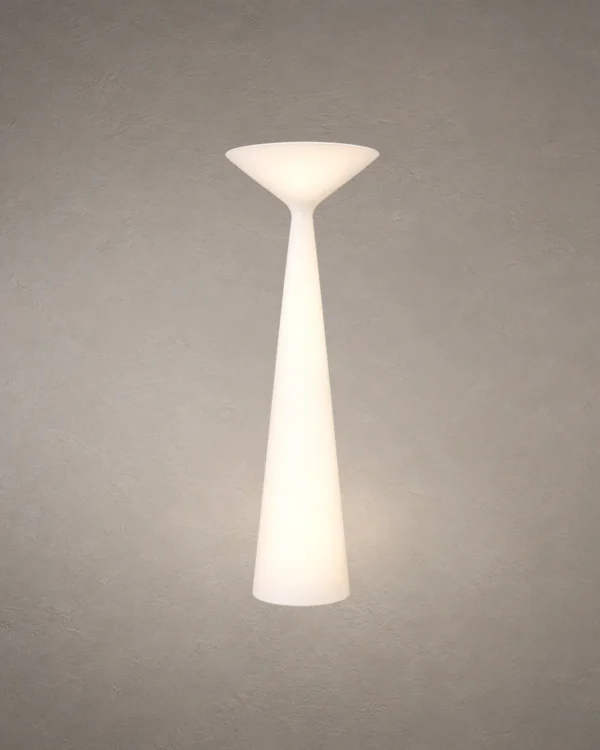 Chalice white sculptural floor lamp with an elegant hourglass-inspired design