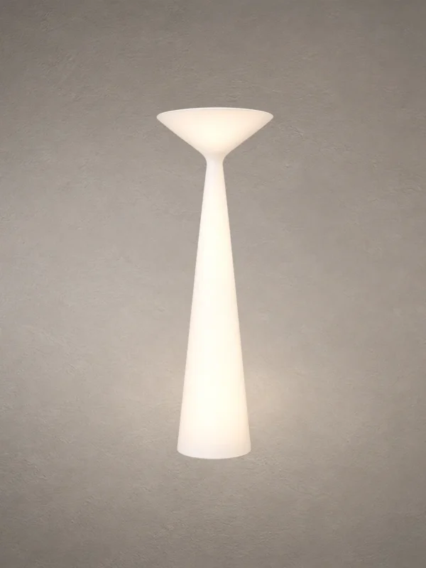 Chalice white sculptural floor lamp with an elegant hourglass-inspired design