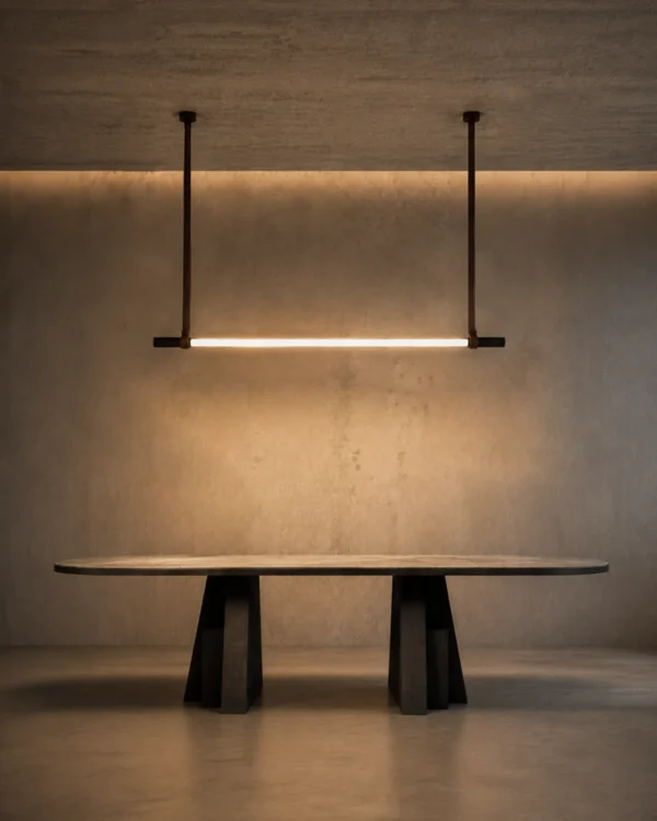 Clio modern linear chandelier with a minimalist suspended bar design