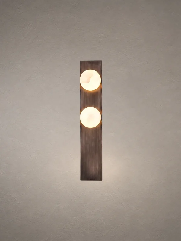 Double Sphere dark brown wall lamp with two illuminated spherical elements