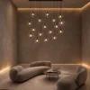 Esadora 17-light coffee and cognac rectangle chandelier in a modern interior
