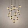 Esadora coffee and cognac cluster chandelier with suspended spherical lights