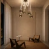 Evadne modern cluster chandelier with smoky glass globes in a contemporary interior