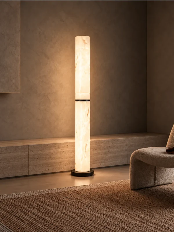 Holden modern floor lamp with a tall illuminated column in a contemporary interior