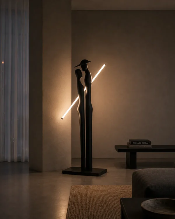 Humano Couple matte black floor lamp in a modern interior