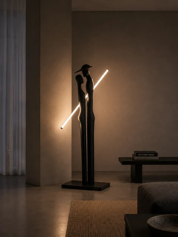 Humano Couple matte black floor lamp in a modern interior