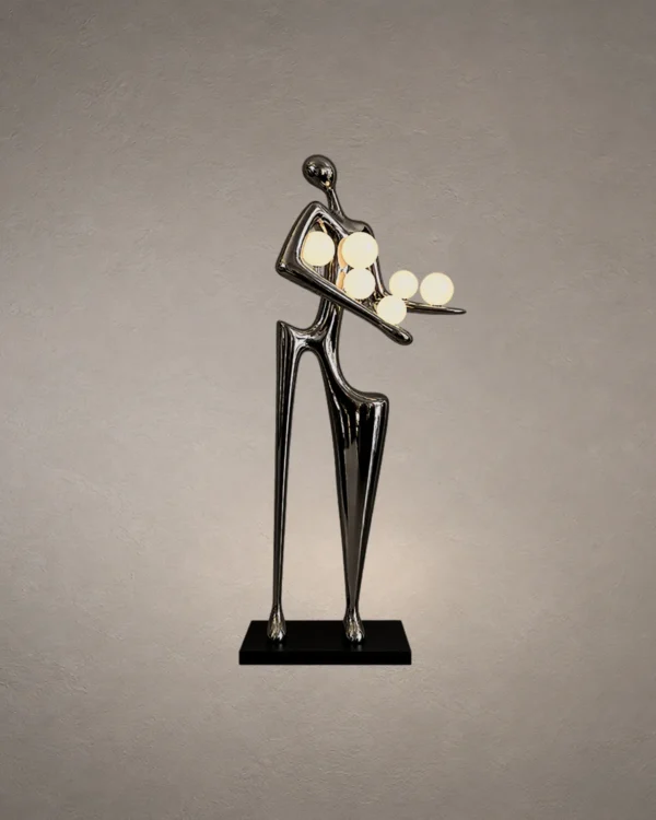 Humano Musician gunmetal sculptural floor lamp with illuminated spherical elements