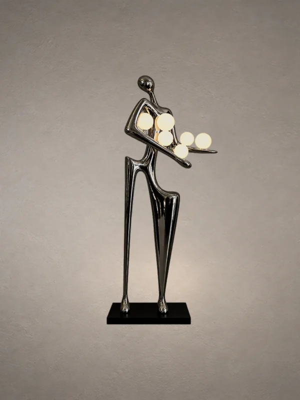 Humano Musician gunmetal sculptural floor lamp with illuminated spherical elements