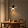 Lara black pendant light providing warm illumination in a modern interior
