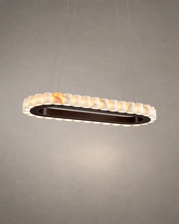 Soma Cylindrical dark brown chandelier with decorative illuminated accents