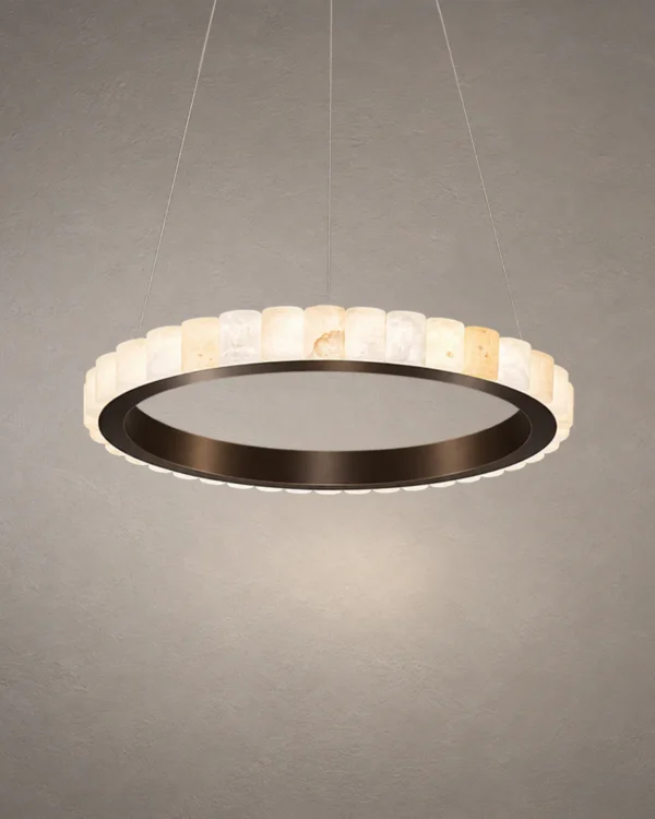 Soma dark brown circular chandelier with decorative illuminated accents
