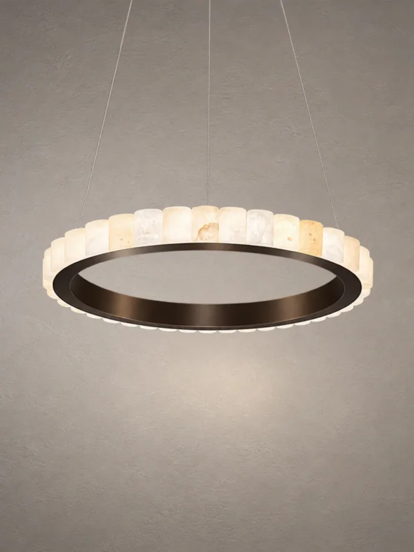 Soma dark brown circular chandelier with decorative illuminated accents