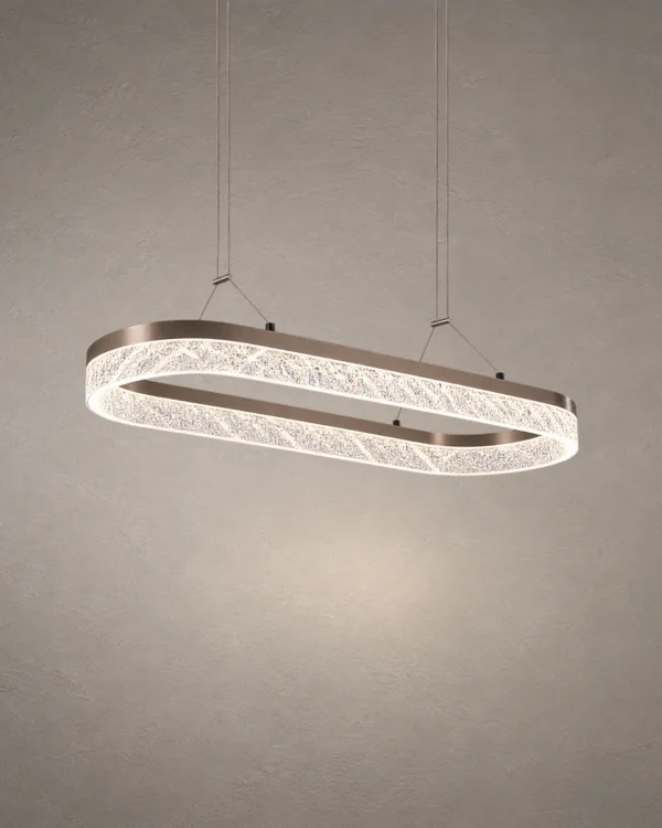 Valor Oval coffee gold chandelier with decorative illuminated detailing