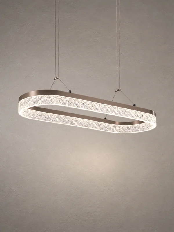 Valor Oval coffee gold chandelier with decorative illuminated detailing