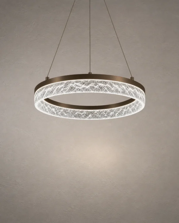 Valor Single coffee gold chandelier with a single illuminated ring