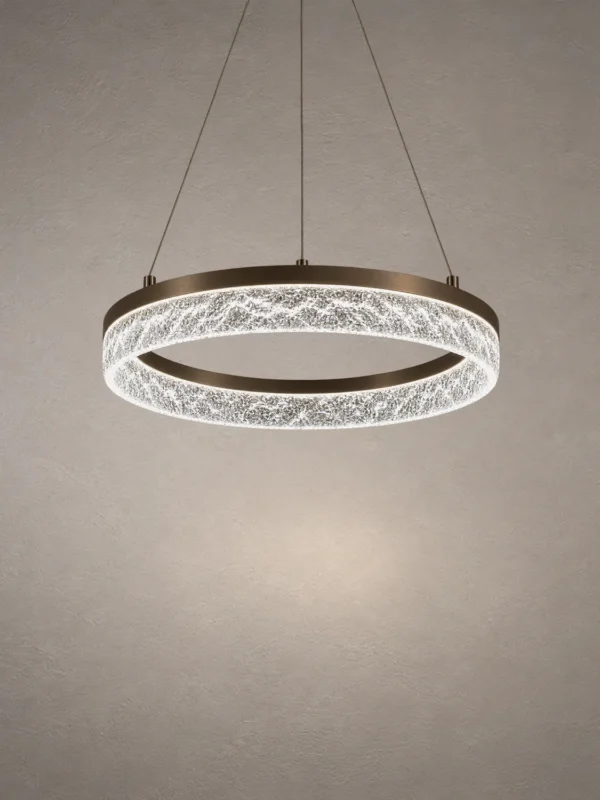 Valor Single coffee gold chandelier with a single illuminated ring