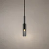 Abramo Smoky Glass Pendant Light Abramo modern cylindrical pendant light with a slim dark metal body and smoky glass shade