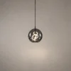 Akie modern spherical pendant light with smokey grey glass and decorative illuminated interior