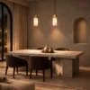 Alexandra Marble Pendant Light Dining Room Two Alexandra marble pendant lights suspended above a contemporary dining table