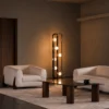 Alister sculptural floor lamp with glowing glass spheres in a contemporary living room