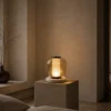 Alvero Cognac table lamp displayed in a contemporary bedroom