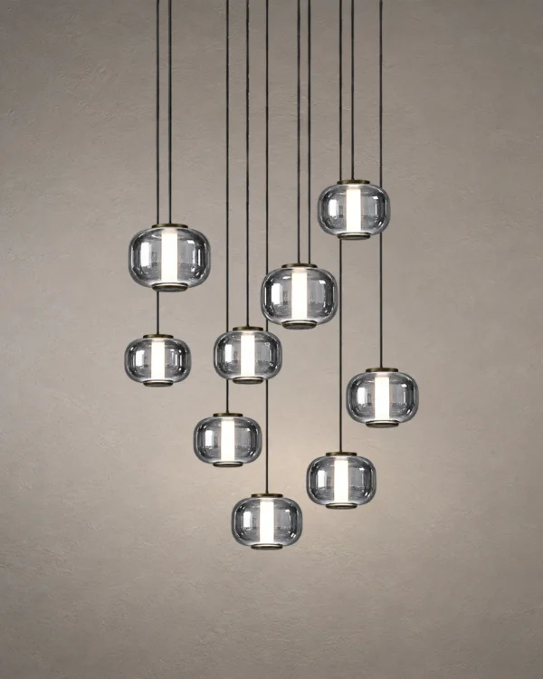 Aspen 9 Round Chandelier in Bronze and Smokey Grey finish