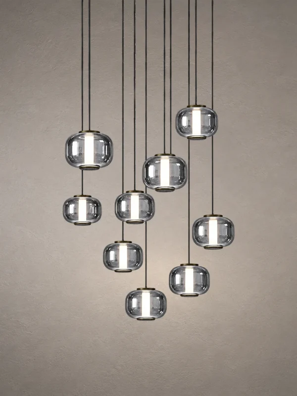 Aspen 9 Round Chandelier in Bronze and Smokey Grey finish