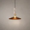 Asteria pendant light with a tapered Gold shade and cylindrical marble-inspired accent