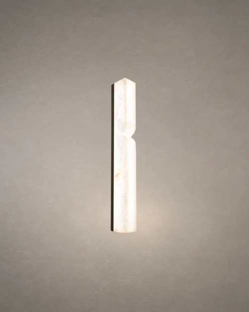 Bianco vertical wall lamp featuring illuminated Off-White panels with Bronze detailing