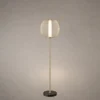 Clymene Floor Lamp with rounded ribbed glass shade and Shiny Brass finish