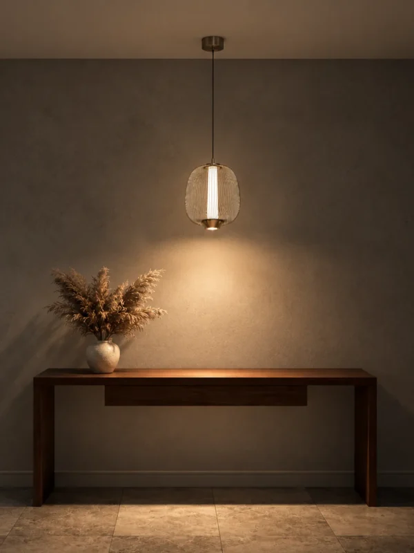 Clymene Pendant Light displayed above a console in a modern interior