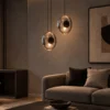 Dione Pendant Light Modern Living Room Two Dione glass pendant lights suspended beside a contemporary living room sofa