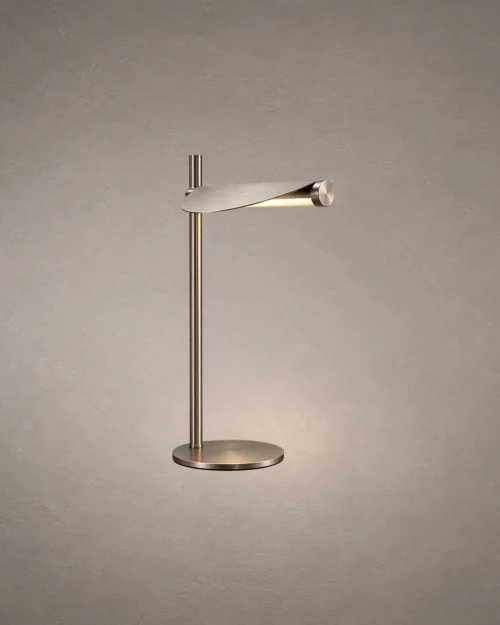 Elian Modern Minimalist Table Lamp Elian table lamp with a slim vertical stem, horizontal light bar, and circular base