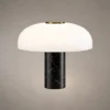 Kiel Black table lamp with broad dome-shaped shade and cylindrical base