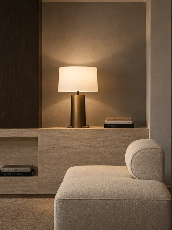 Killi contemporary table lamp displayed in a modern living room