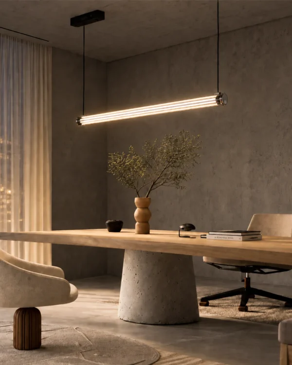 Kori 120 Gun Black linear chandelier in a modern interior