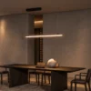 Linia Chandelier Modern Dining Interior Linia chandelier with minimalist horizontal design above a modern dining table