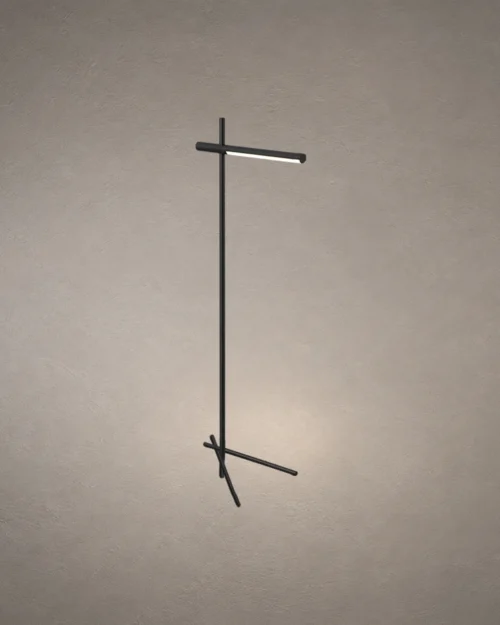 Mithra Modern Minimalist Floor Lamp Mithra black floor lamp featuring a slender vertical frame and horizontal illuminated bar