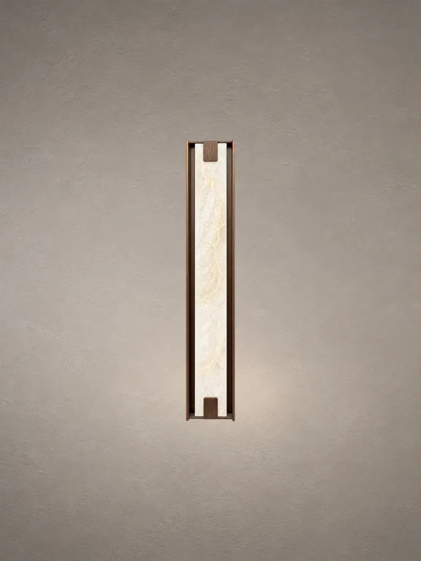 Miyake Strip vertical wall lamp with an illuminated center and Dark Brown rectangular frame