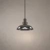 Monica Smokey Grey Glass Pendant Light Monica modern pendant light featuring a dome-shaped smokey grey glass shade and decorative spherical detailing