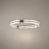 Nova Modern Circular Chandelier Nova circular chandelier featuring a suspended illuminated ring in Black, Smokey, and White