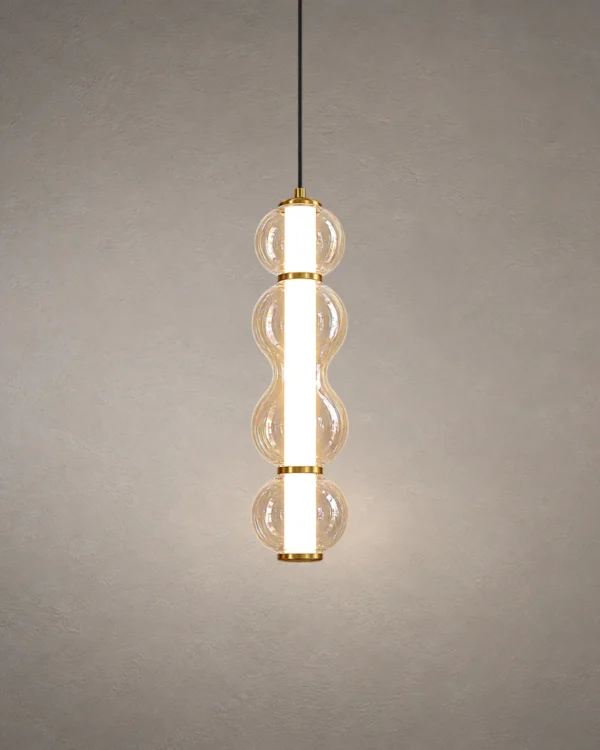 Orbis Vertical Pendant Light with stacked rounded glass forms