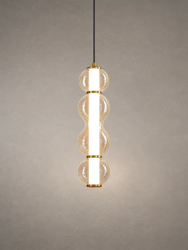 Orbis Vertical Pendant Light with stacked rounded glass forms