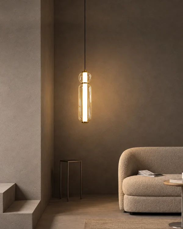 Orbis Vertical Pendant Light in a contemporary living room